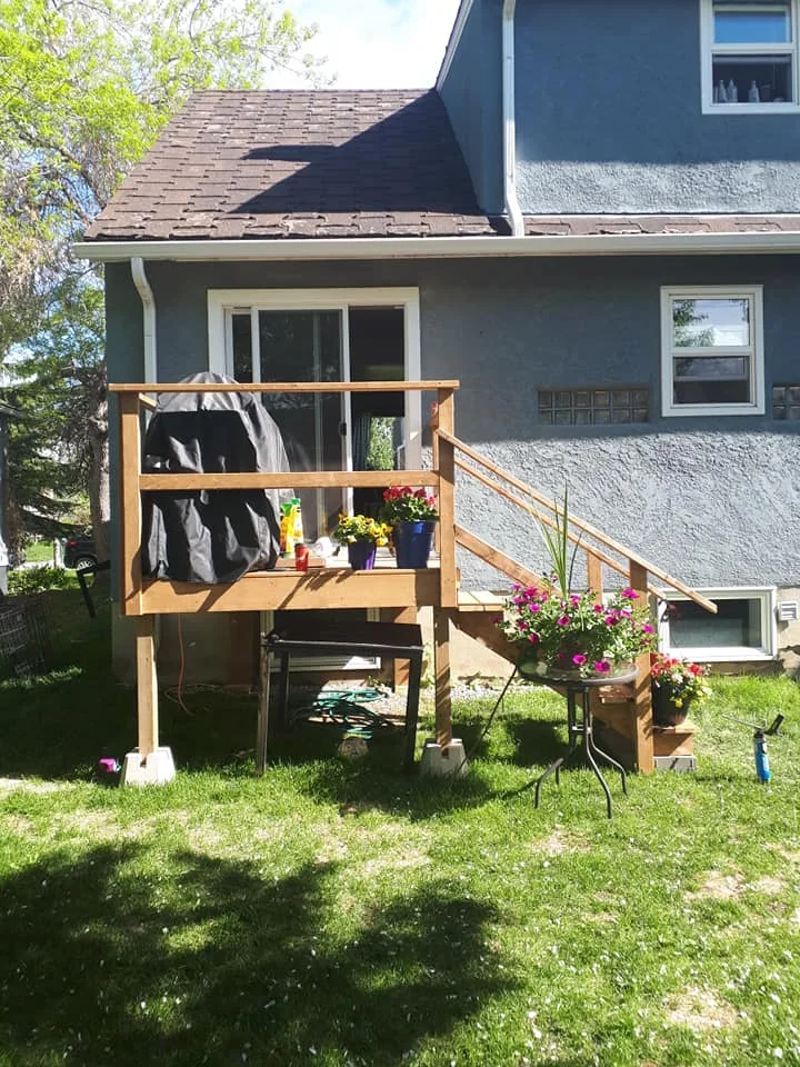 Exterior view of deck and sliding door