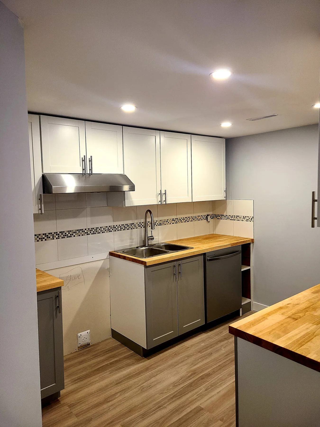 Finished basement kitchen second angle