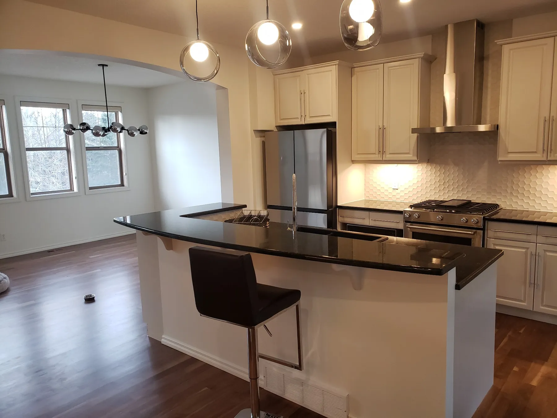 Renovated kitchen with large island