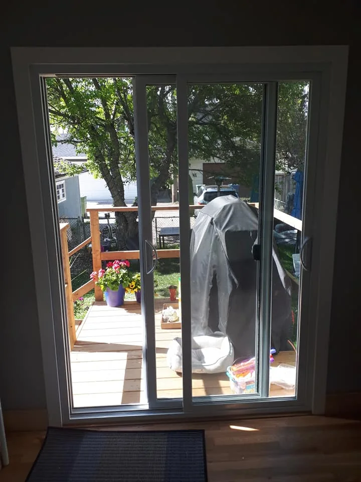 Interior view of sliding door to deck